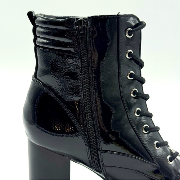 Guess Women’s Manners Shiny Black Lace-Up High Heel Platform Combat Boots 9.5M - Picture 14 of 16